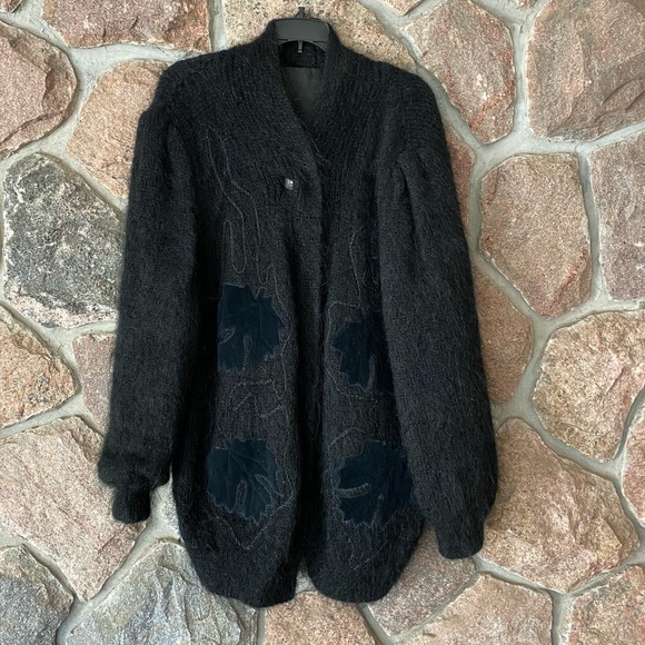 🦋SOLD🦋Vintage 1980s mohair wool cardigan sweater - Picture 1 of 7